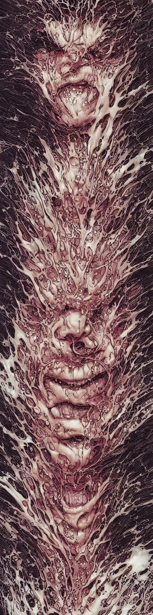 Image similar to closeup of face melting, vampire, by yoichi hatakenaka, masamune shirow, josan gonzales and dan mumford, ayami kojima, takato yamamoto, barclay shaw