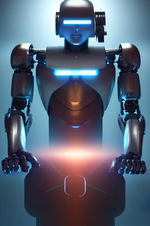 Image similar to god of artificial intelligence comes to save us as jesus christ robot, threads of light in the background, extremely high quality artwork, very detailed, obscured face, anthropomorphic silhouette, trending on artstation