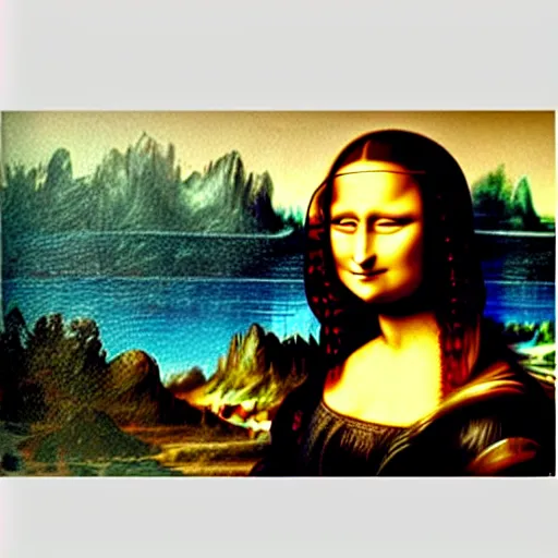 Prompt: a painting of the mona lisa by bob ross