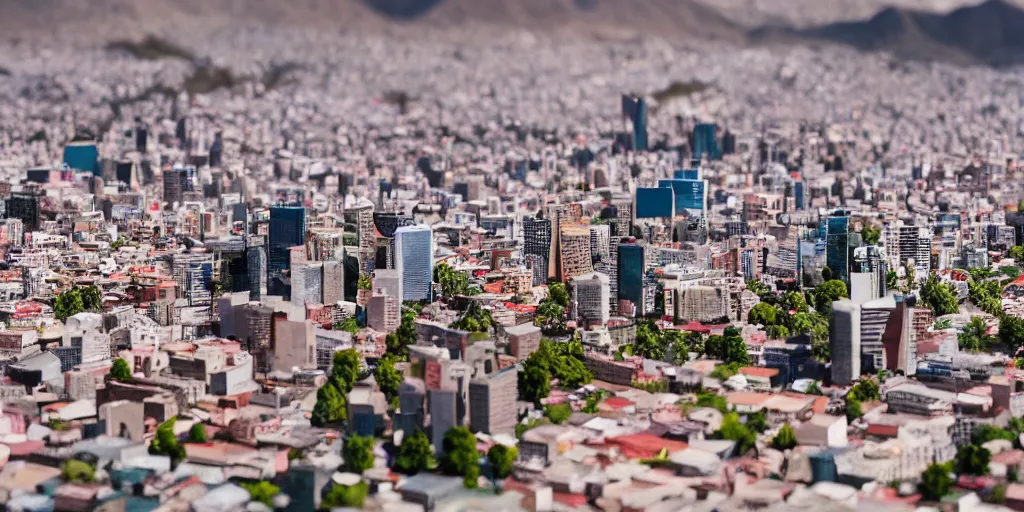 Image similar to a miniature diorama of santiago de chile, macro photography