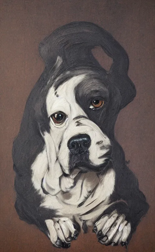 Image similar to amazing detailed intricate painting of a dog by francis bacon. hd, hg. trending on artstation