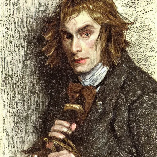 Image similar to rumpelstiltskin as an 1 8 th century nobleman, painted by john everett millais