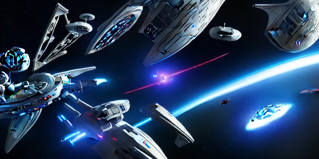 Image similar to futuristic space battle hyperdetailed, artstation, cgsociety, in the style star trek 8 k