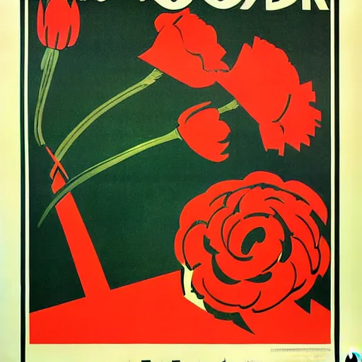 Image similar to soviet propaganda poster of phrase'tend to the flowers ', socialist realism