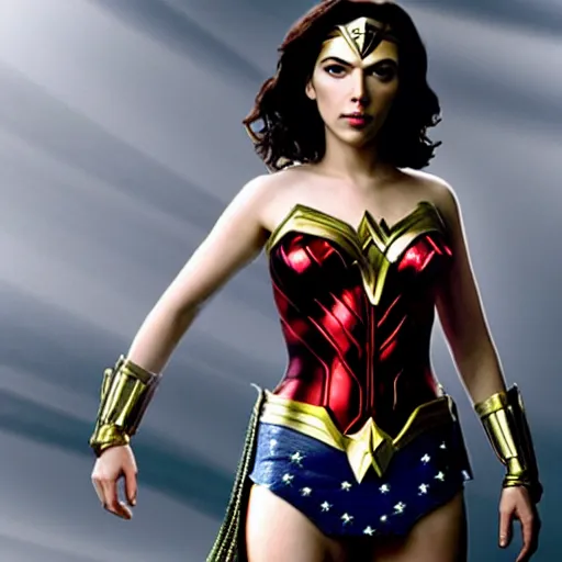 Prompt: scarlett johansson as wonder woman, full body shot, high detail