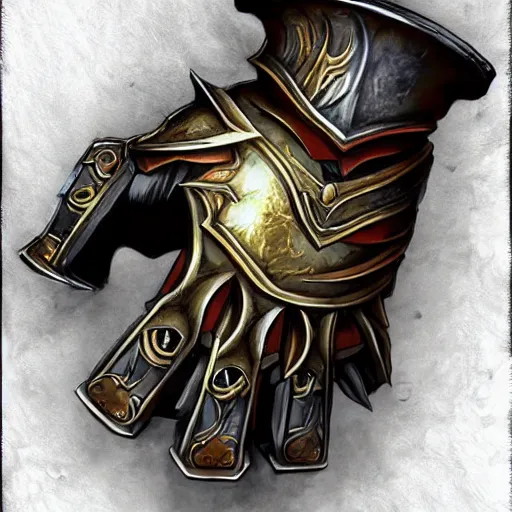 Image similar to warrior Gauntlet fist, war theme gauntlet fist, fantasy gauntlet of warrior, armored gauntlet fist, fiery coloring, epic fantasy style art, fantasy epic digital art, epic fantasy weapon art