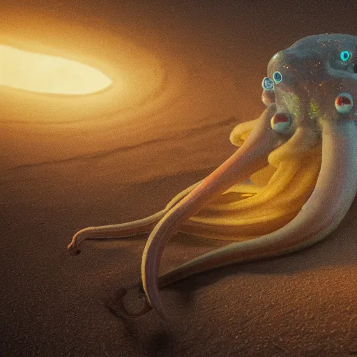 Image similar to hyperrealistic dslr film still of amorphous squid disguised as early cuyler, stunning 8 k octane comprehensive 3 d render, inspired by istvan sandorfi & greg rutkowski & unreal engine, perfect symmetry, dim volumetric cinematic lighting, extremely hyper - detailed, extremely lifelike attributes & lifelike texture, intricate, masterpiece, artstation, stunning