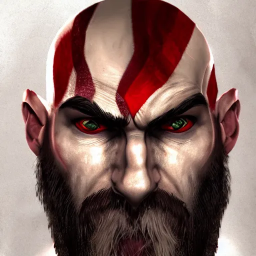 Image similar to portrait from kratos from god of war, retrowave, trending on artstation