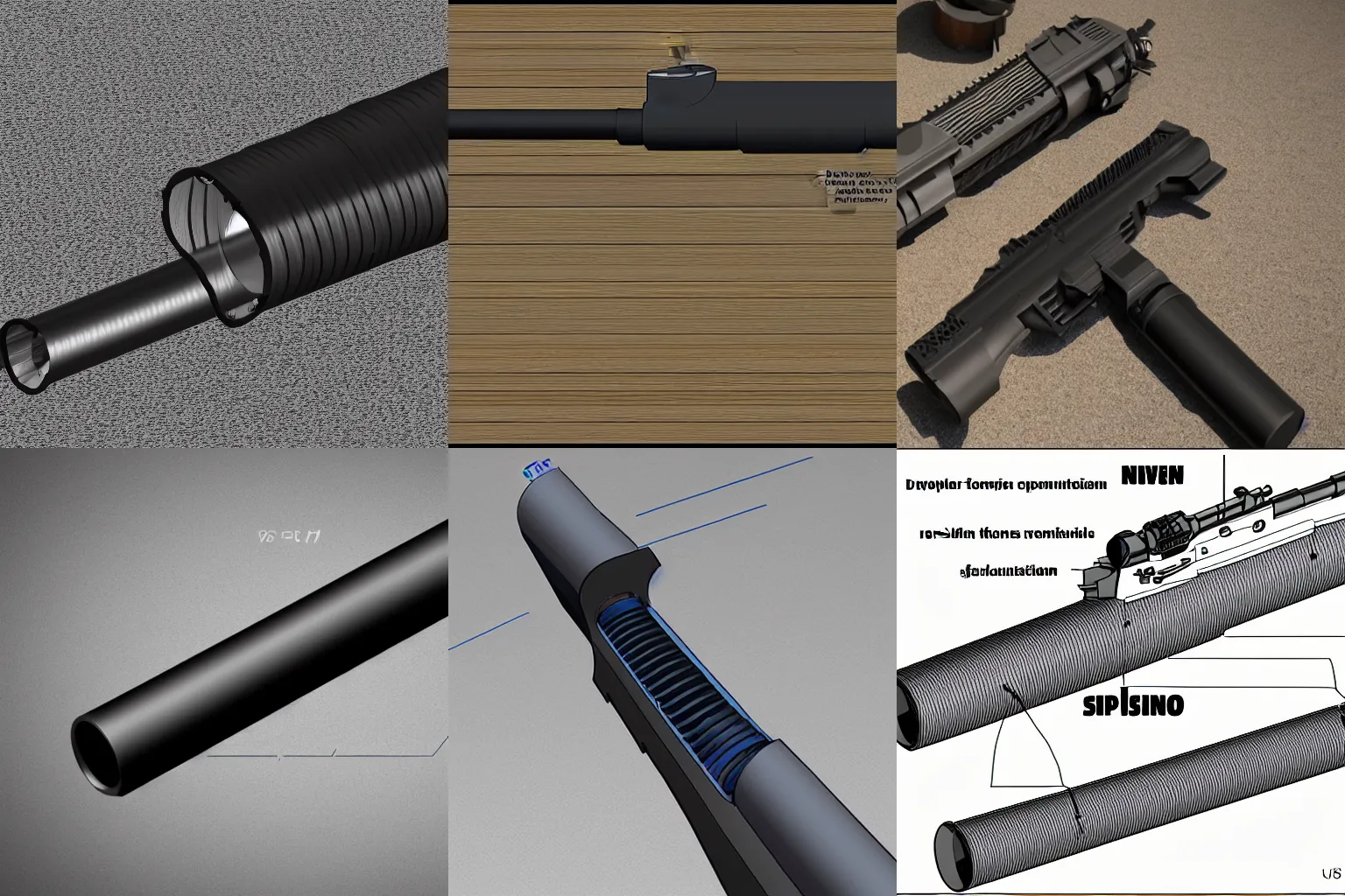 Prompt: revolutionary new suppressor baffle design, cross-section diagram