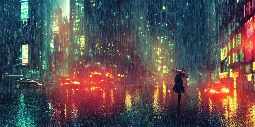 Prompt: a ultra photorealistic film still trough a raincovered window on a rainy but colourful day in new york. sparkling lights, wide shot, frog perspective, ultra sharp, wes anderson, studio ghibli, pixar and disney animation, octane render, anime key art by greg rutkowski, dramatic lighting, award winning photography