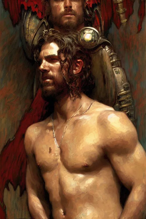 Image similar to attractive man, game of thrones, painting by gaston bussiere, craig mullins, greg rutkowski, alphonse mucha