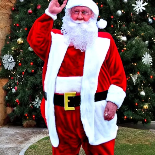Prompt: fred flintstone dressed as santa clause
