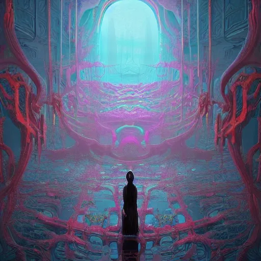 Image similar to existential dread, intricate, abstract, magical, wacky, dreadful, horror, by Tooth Wu, by WLOP, by Beeple, by Dan Mumford, by Greg Rutkowski, Octane Render, digital painting highly detailed