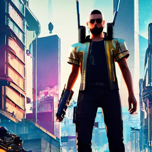 Image similar to male orthodox jew with paces in cyberpunk 2 0 7 7 game
