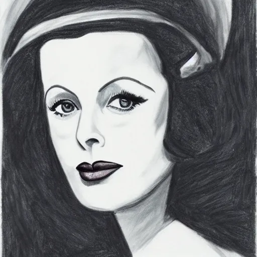 Prompt: portrait of hedy lamarr, drawn by a masterful artist, in oil pastel colors