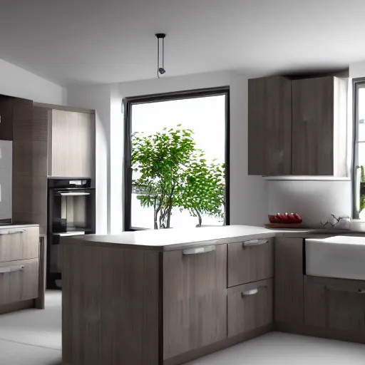 Prompt: realistic render of a modern kitchen, archviz