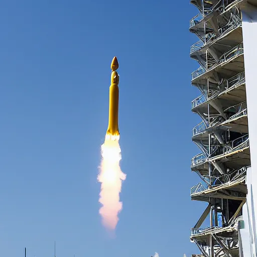 Image similar to a banana rocket on launch padat nasa's kennedy space center ( ksc ) in florida