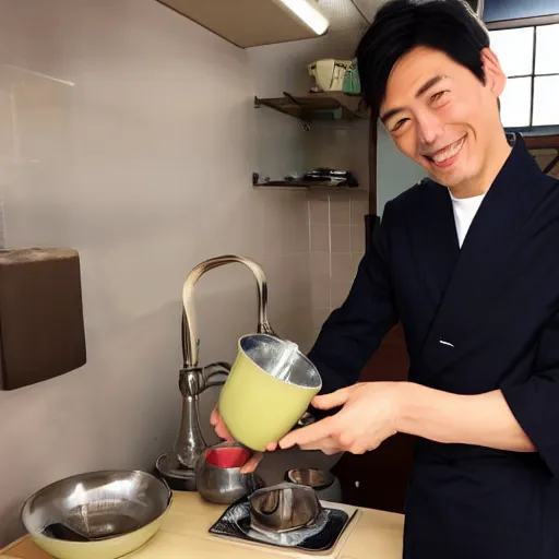 Image similar to handsome japanese man making tea