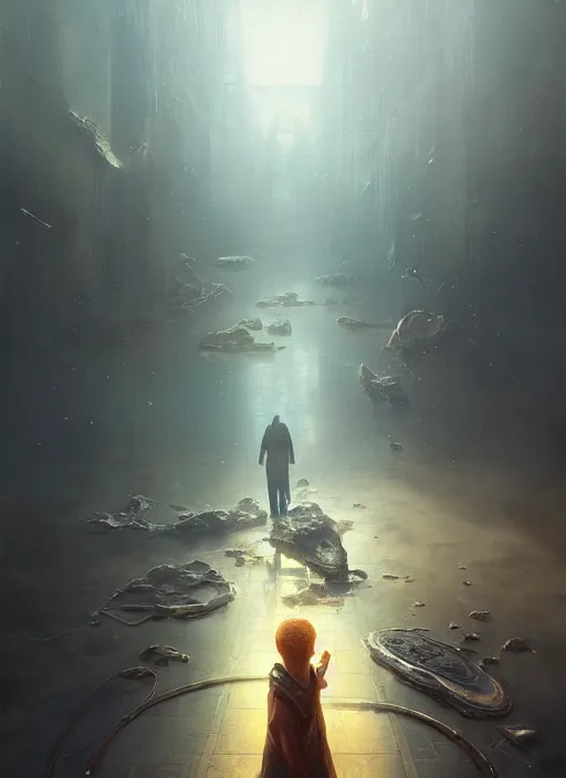 Prompt: optimism is the only path to wading through the tumultuous times, creating the vision that is needed, photorealistic by michael komarck, greg rutkowski, victo ngai, artgerm, willem claesz heda and j. dickenson