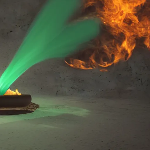 Prompt: green flame burns bibles, octane render, 4 k