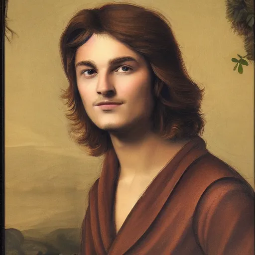 Prompt: a detailed portrait of Joe Keery in the style of Raphael, 8k, ornate, intricate