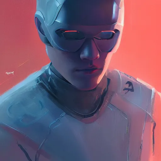 Prompt: portrait of tom holland as a man by greg rutkowski, he is about 3 0 years old, short blond hair, athletic and strong, straight jaw, looking puzzled, wearing futuristic space gear, highly detailed portrait, digital painting, artstation, concept art, smooth, sharp foccus ilustration, artstation hq.