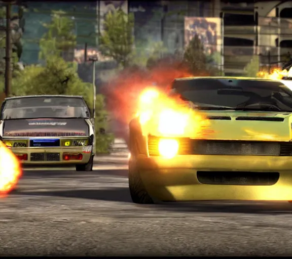 Prompt: Burnout 3 gameplay screenshot 4K HD