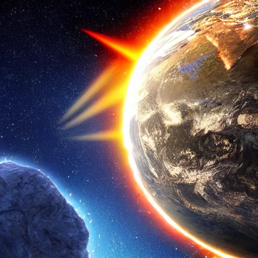 Image similar to meteor hitting earth shock wave high quality image realistic