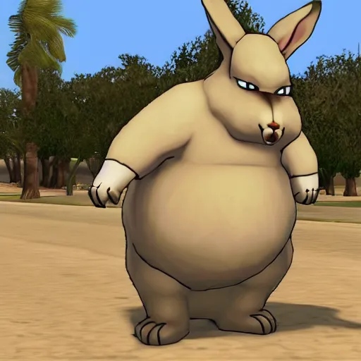 Prompt: big chungus rabbit in gta san andreas