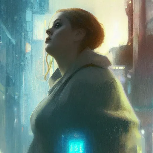 Image similar to adele, hyperrealistic portrait, bladerunner street, art of elysium by jeremy mann and alphonse mucha, fantasy art, photo realistic, dynamic lighting, artstation, poster, volumetric lighting, very detailed face, 4 k, award winning