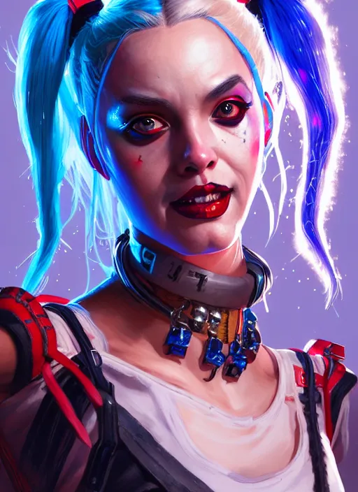 Image similar to portrait of apex legends harley quinn, intricate, elegant, glowing lights, highly detailed, digital painting, artstation, glamor pose, concept art, smooth, sharp focus, illustration, art by artgerm and greg rutkowski, artey freytag