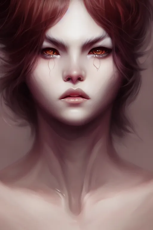 Image similar to Dark cat character concept, soft light, soft mood, realistic body features and face, illustration, painting oil on canvas by Ayami Kojima and Tomoyuki Yamasaki and Charlie Bowater, octane render trending on artstation, 4k, 8k, HD