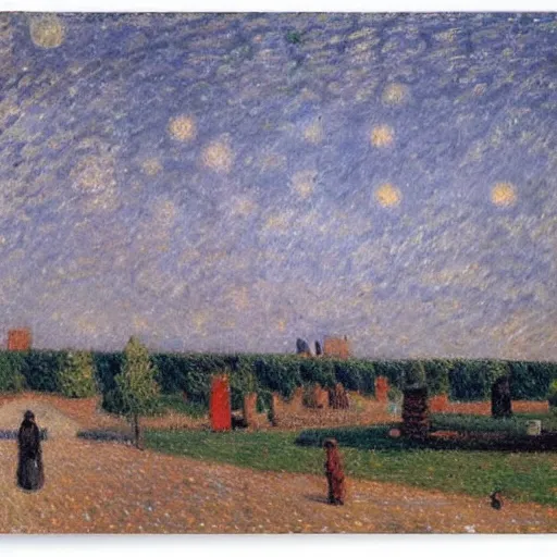 Prompt: Liminal space in outer space by Camille Pissarro