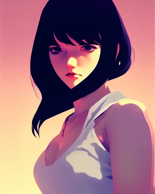 Image similar to a detailed portrait of a woman by ilya kuvshinov, digital art, dramatic lighting, dramatic angle