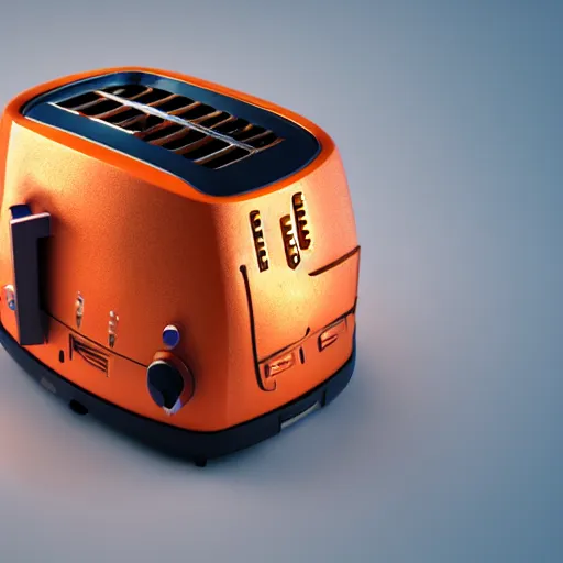 Image similar to toaster oven robot, mechanical, machine, octane render, concept art, sharp focus, hyper - realistic, intricate, detailed, eduard pronin, luka mivsek, ruan jia, orange tint