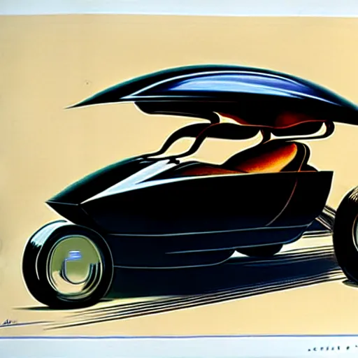 Image similar to concept art of a car with a sidecar, painted by syd mead, high quality