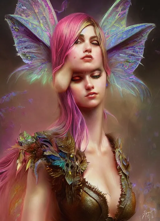 Image similar to digital _ painting _ of _ adult female rave fairy _ by _ filipe _ pagliuso _ and _ justin _ gerard _ symmetric _ fantasy _ highly _ detailed _ realistic _ intricate _ port