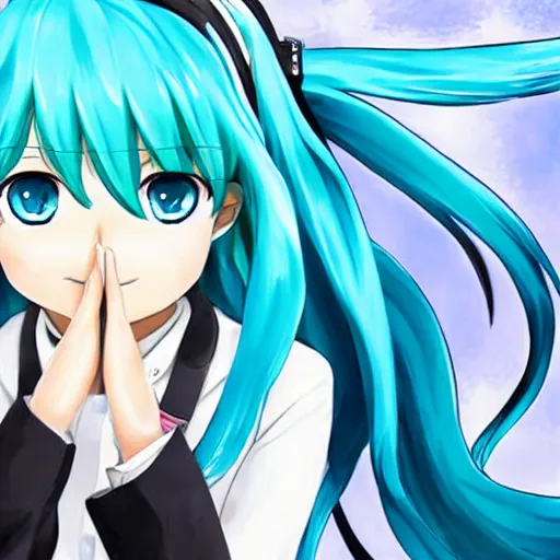 Prompt: hatsune miku works in an office, high quality art, detailed anime art