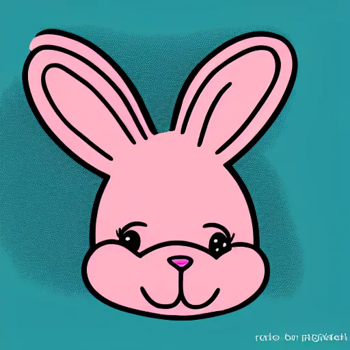 Prompt: illustration pink bunny, cartoon, funny