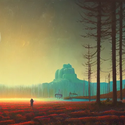 Image similar to most beautiful place in the universe by simon stalenhag and gerardo dottori, oil on canvas