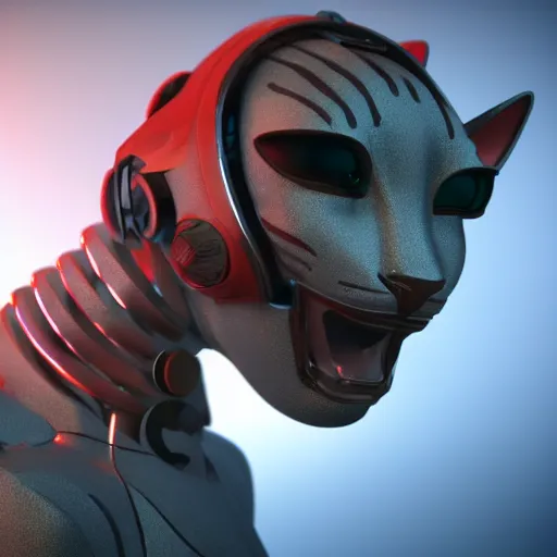 Prompt: cyborg cat from the future, octane render