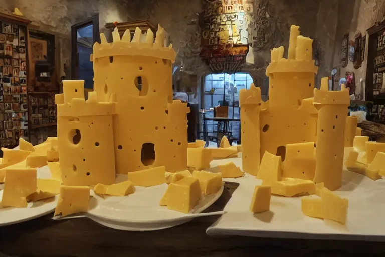 Image similar to Castle made of cheese