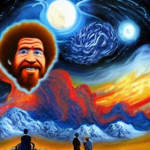 Prompt: Bob Ross cosmic horror