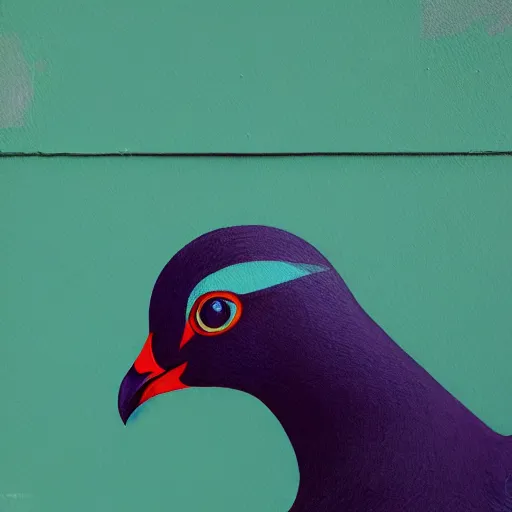 Image similar to majestic pigeon, royal bird, profile picture by Sachin Teng, asymmetrical, Organic Painting , Matte Painting, geometric shapes, hard edges, graffiti, street art:2 by Sachin Teng:4
