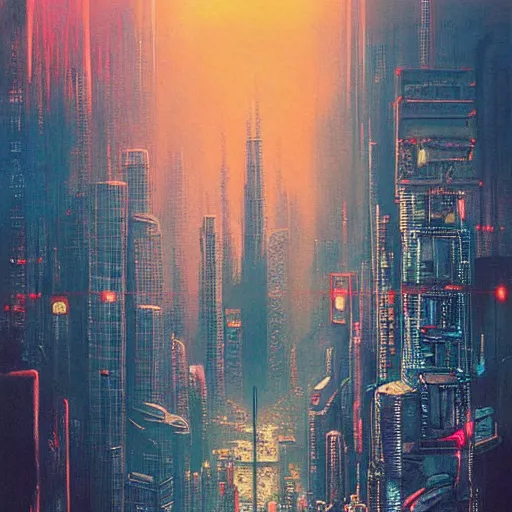 Image similar to cyberpunk tokyo skyline, cyberpunk 2 0 7 7 and beksinski art style painting, highly detailed