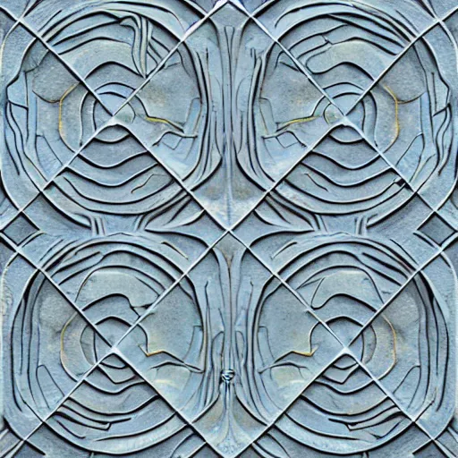 Image similar to thin lines, fractals, lichen macro, serpentine twisty maze, carved soapstone relief paneling white and pale blue