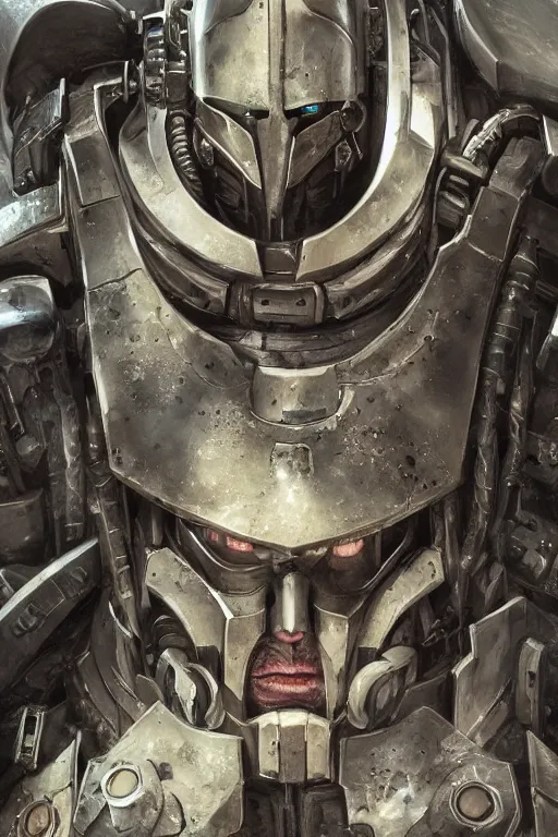 Image similar to Portrait of Tom Cruise as inquisitor in power armor warhammer 40000, imperium, dark, intricate, highly detailed, smooth, artstation, digital illustration by Adrian Smith and Dave Gallagher and Karl Kopinski and Johan Grenier