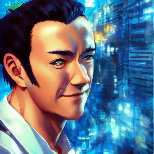 Prompt: An anime portrait of Gene Kelly, by Stanley Artgerm Lau, WLOP, Rossdraws, James Jean, Andrei Riabovitchev, Marc Simonetti, and Sakimichan, tranding on artstation