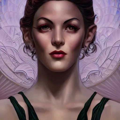 Prompt: a streamline moderne, art nouveau, multi - ethnic and multi - racial portrait in the style of charlie bowater, and in the style of donato giancola, and in the style of charles dulac. very large, clear, expressive, intelligent eyes. symmetrical, centered, ultrasharp focus, dramatic lighting, photorealistic digital painting, intricate ultra detailed background.