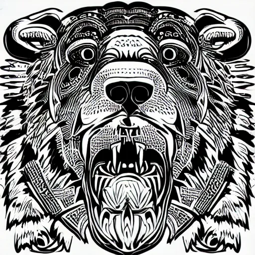 Image similar to warrior bear profile image, vector art, pfp, profile image, detailed, intricate, dramatic, svg, svg vector, 8 k